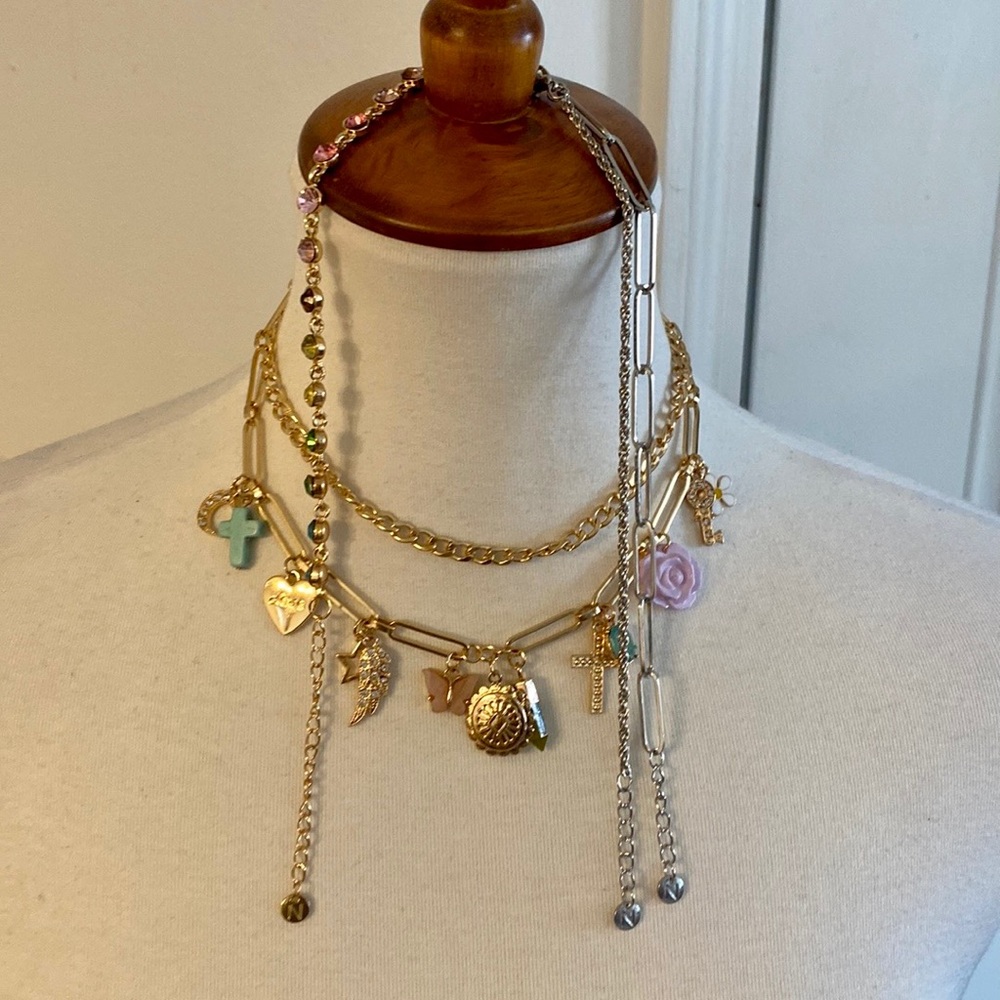 Paperclip Charm Necklace and Bracelet Set - Picture 8 of 10